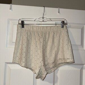 Forever 21 Cream White Circular Lace Beach Fabric Shorts - Size M 🤍